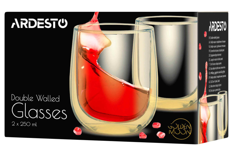 Набор чашек Ardesto Golden Moon 250 мл 2 шт с двойными стенками AR2625GG