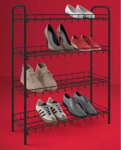 Этажерка 4-х уровневая для обуви 64х23х80см черная SHOE4 Metaltex 365504030