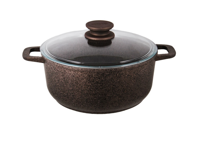 Кастрюля Granite Brown с крышкой индукция 4л Биол K403IC