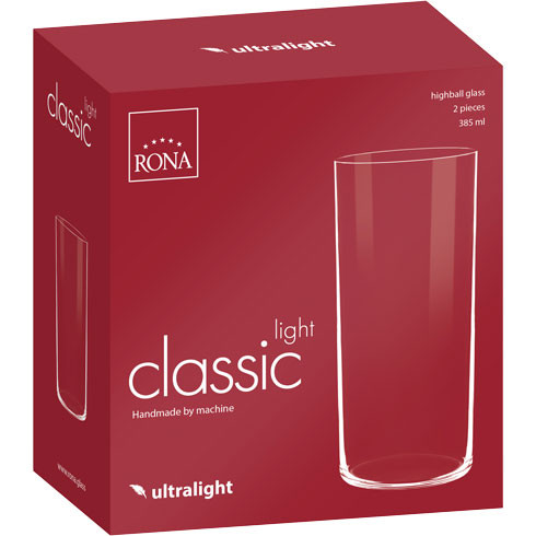 Набор стаканов CLASSIC LIGHT HB 385 мл Rona 1605/UM/385