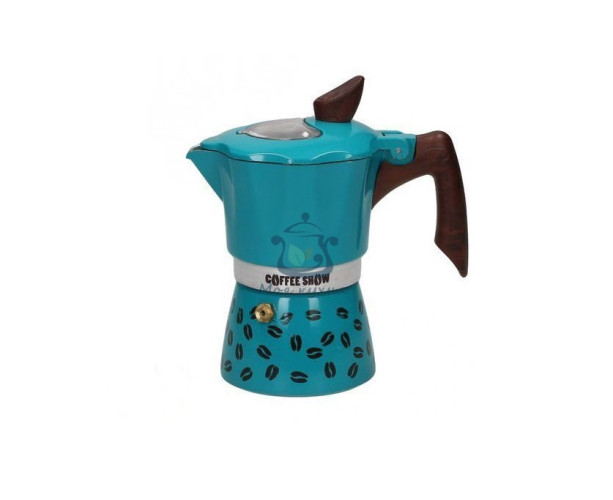 Гейзерная кофеварка бирюзовая на 6 чашек COFFEE SHOW Gat 104606 бірюза