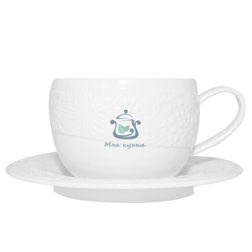 Чашка 250 мл с блюдцем Garden Collection белая 21-252-033 Krauff