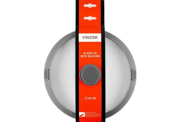 Крышка стеклянная с силиконовым ободком 24 см Vinzer 89250
