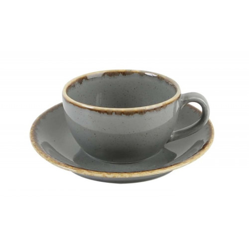 Чашка чайная с блюдцем 200 мл Porland Seasons Dark Gray 222105.DG