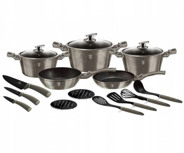 Набор посуды 17 пр Metallic Line Carbon Edition Berlinger Haus BH 6163