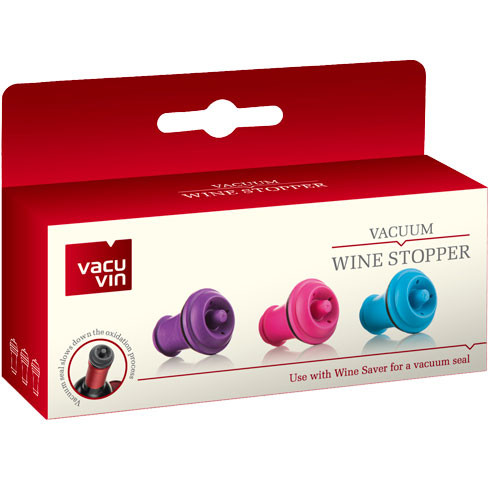 Пробка вакуумная для хранения бутылки вина Vacuum Wine Stopper pink/blue/purple Vacu Vin 8850606