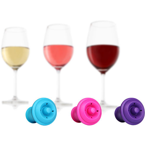 Пробка вакуумная для хранения бутылки вина Vacuum Wine Stopper pink/blue/purple Vacu Vin 8850606