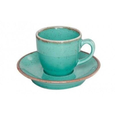 Чашка кофейная 80 мл с блюдцем 120 мм в наборе (312109.T + 122112.T) Seasons Turquoise Porland