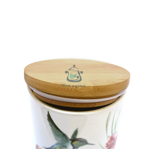 Емкость для сыпучих 20см 1300мл Colibri с бамбуковой крышкой  21-244-047 Krauff