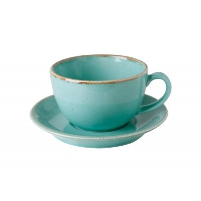 Чашка чайная 320 мл с блюдцем 160 мм в наборе (322134.T + 132115.T) Seasons Turquoise Porland