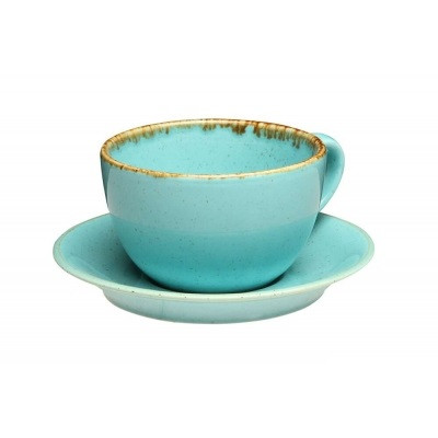 Чашка чайная 320 мл с блюдцем 160 мм в наборе (322134.T + 132115.T) Seasons Turquoise Porland